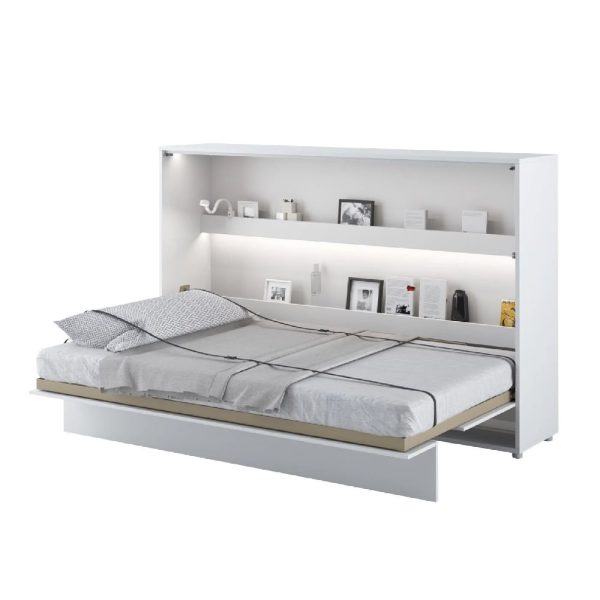 Cadillac Horizontal Wall High Gloss Small Double Bed In White | Bed Sava