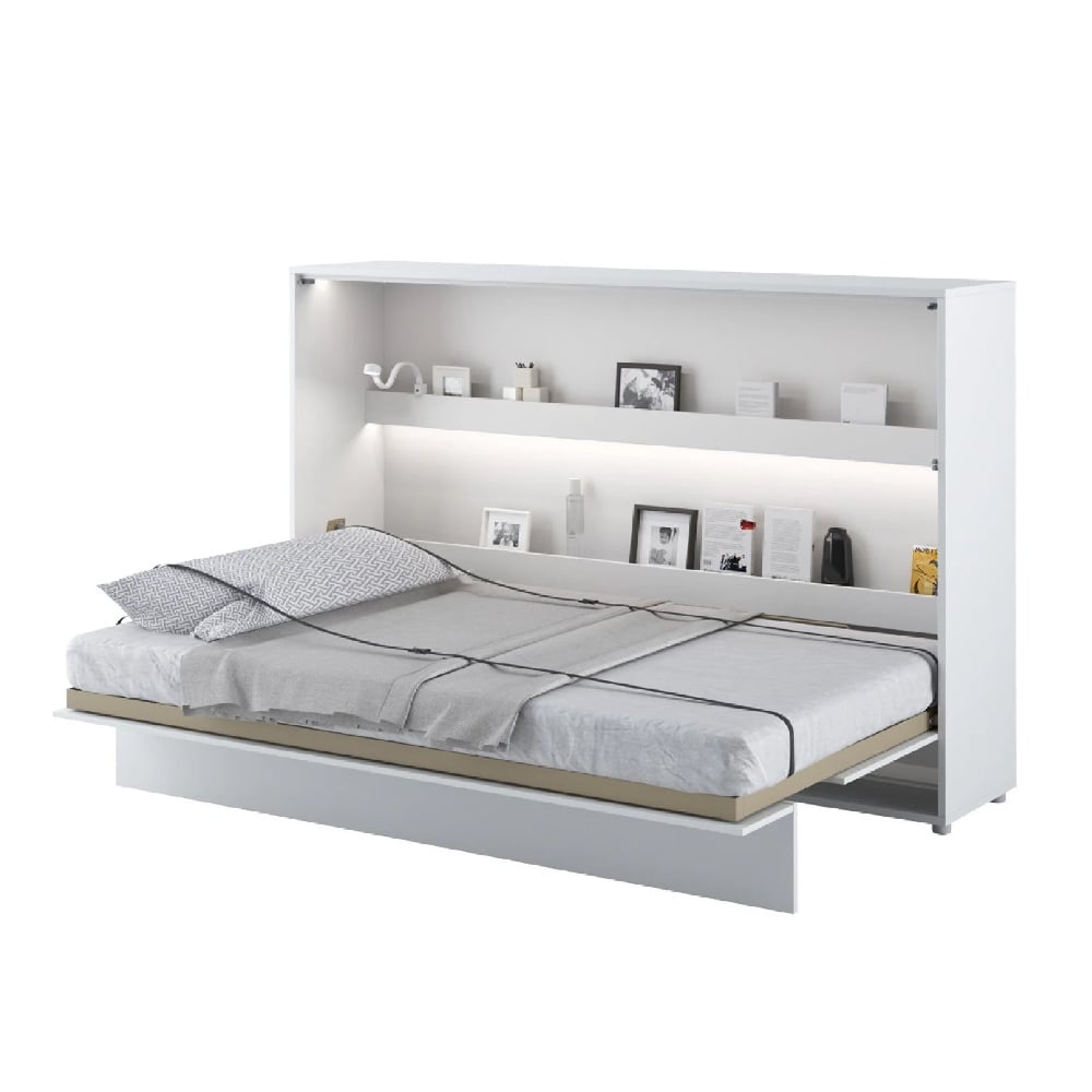 Cadillac Horizontal Wall High Gloss Small Double Bed In White