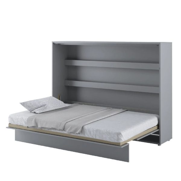 Cadillac Horizontal Wall Wooden Double Bed In Matt Grey | Bed Sava