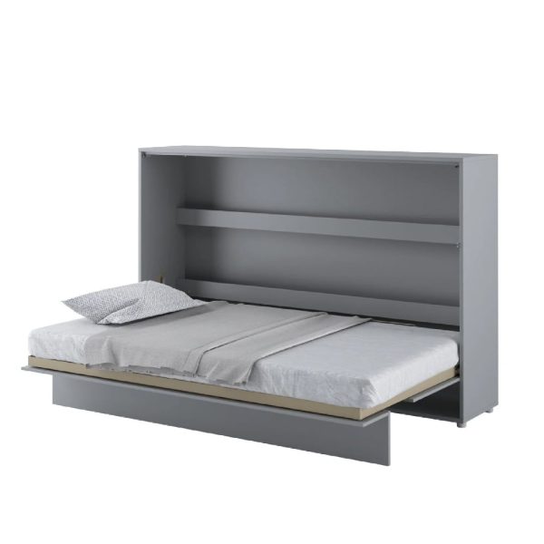 Cadillac Horizontal Wall Wooden Small Double Bed In Matt Grey | Bed Sava
