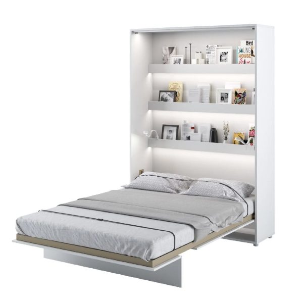 Cadillac Vertical Wall High Gloss Double Bed In White | Bed Sava