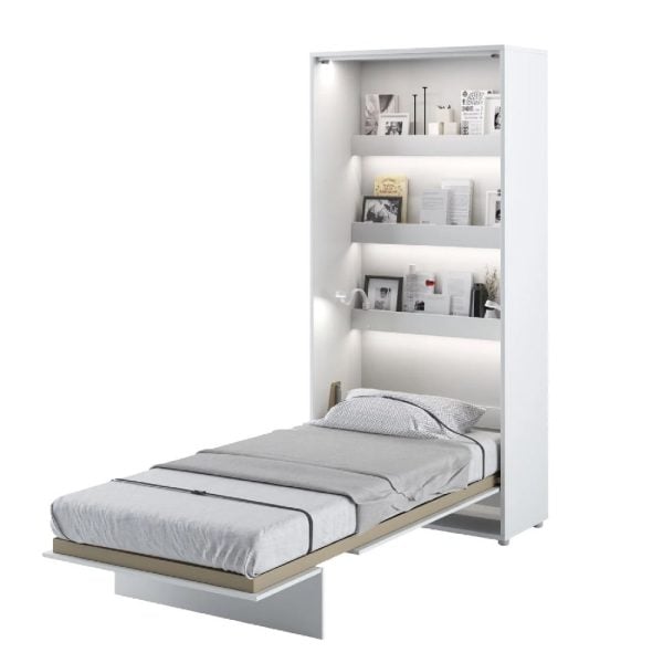 Cadillac Vertical Wall High Gloss Single Bed In White | Bed Sava