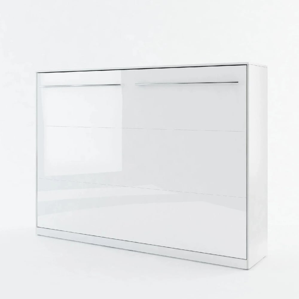 Cadott High Gloss Horizontal Wall Double Bed In White