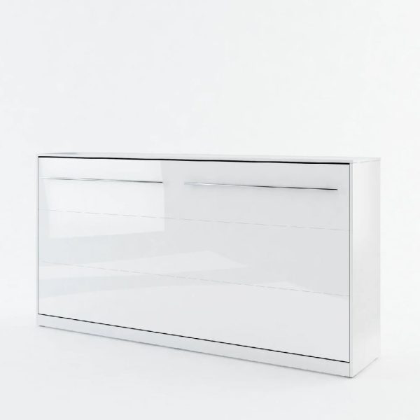 Cadott High Gloss Horizontal Wall Single Bed In White | Bed Sava