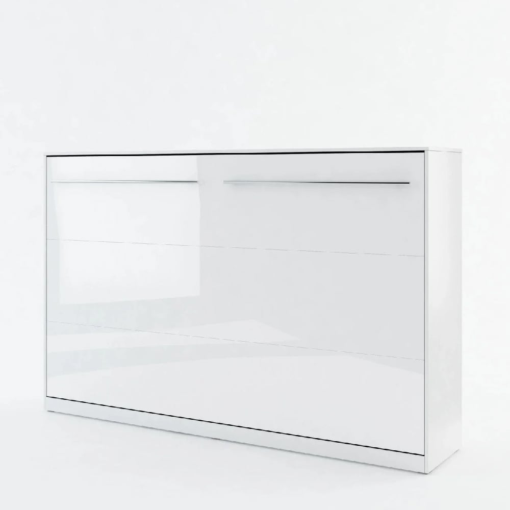 Cadott High Gloss Horizontal Wall Small Double Bed In White