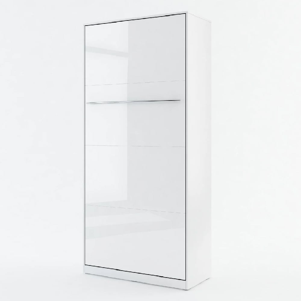Cadott High Gloss Vertical Wall Single Bed In White
