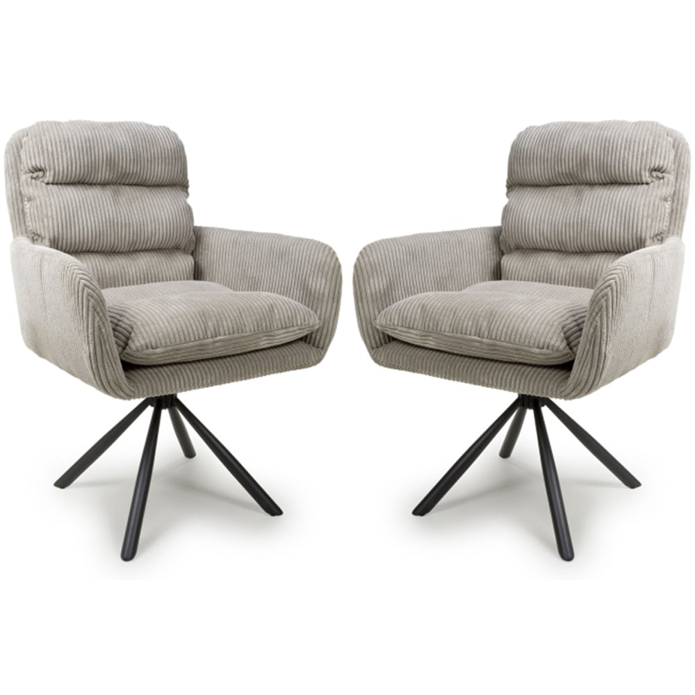 Cadott Mink Swivel Corduroy Fabric Dining Chair In Pair