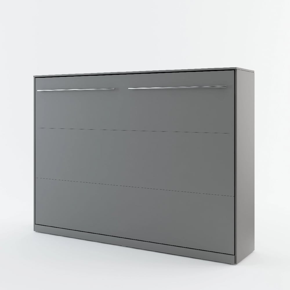 Cadott Wooden Horizontal Wall Double Bed In Matt Grey
