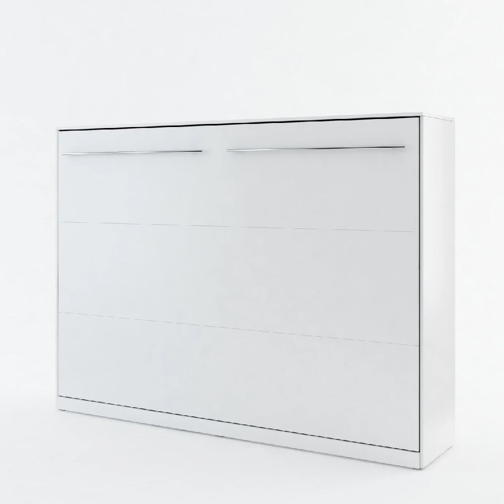 Cadott Wooden Horizontal Wall Double Bed In Matt White