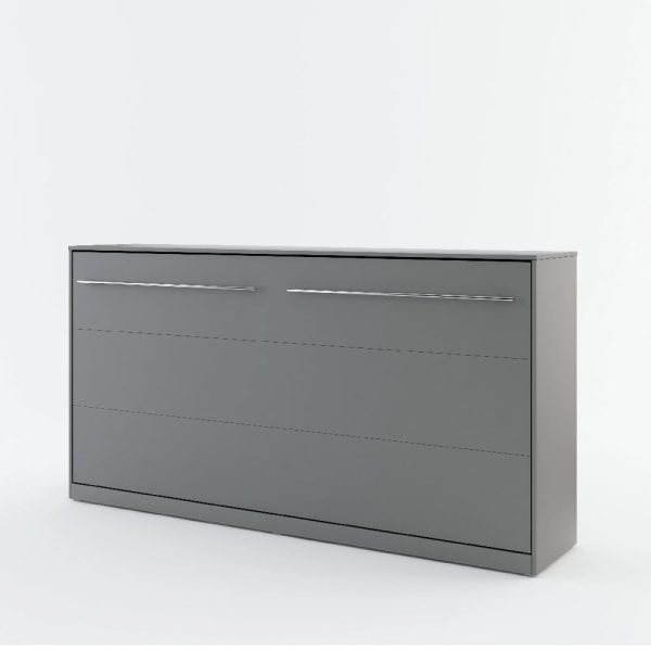 Cadott Wooden Horizontal Wall Single Bed In Matt Grey | Bed Sava