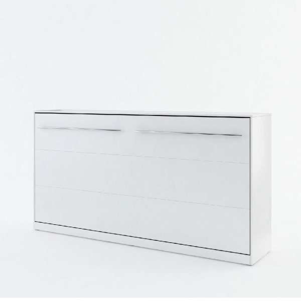 Cadott Wooden Horizontal Wall Single Bed In Matt White | Bed Sava
