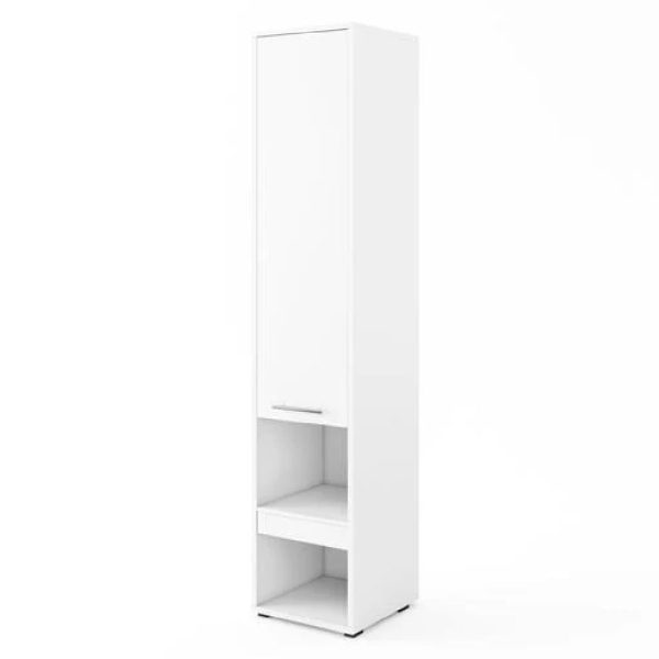 Cadott Wooden Storage Cabinet Tall With 1 Door In Matt White | Bed Sava