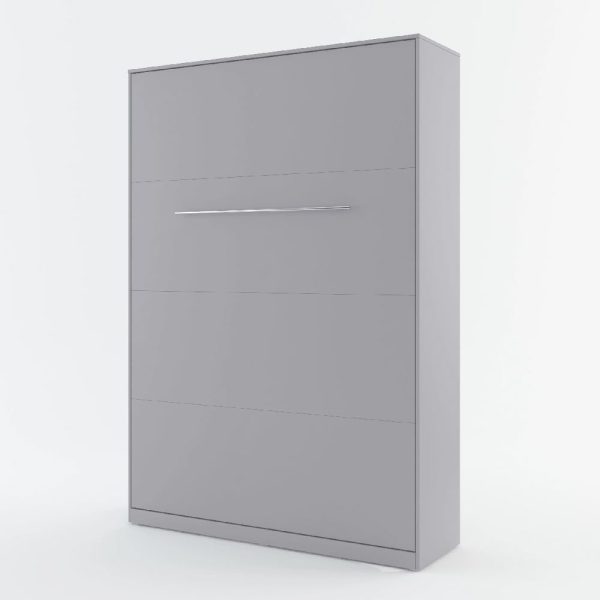 Cadott Wooden Vertical Wall Double Bed In Matt Grey | Bed Sava