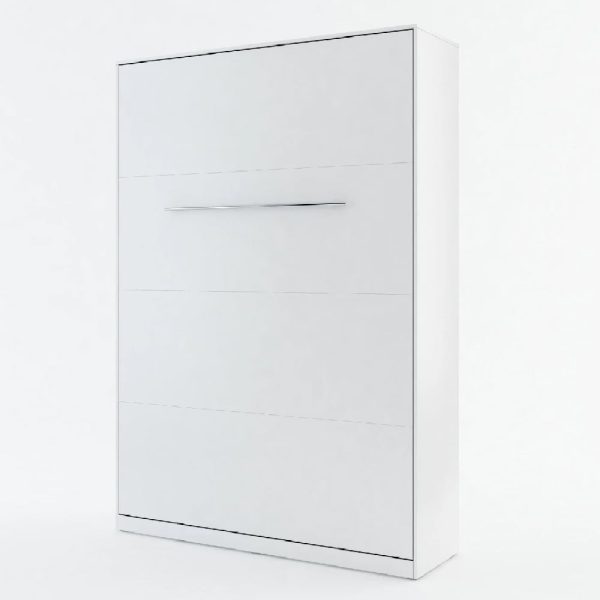 Cadott Wooden Vertical Wall Double Bed In Matt White | Bed Sava