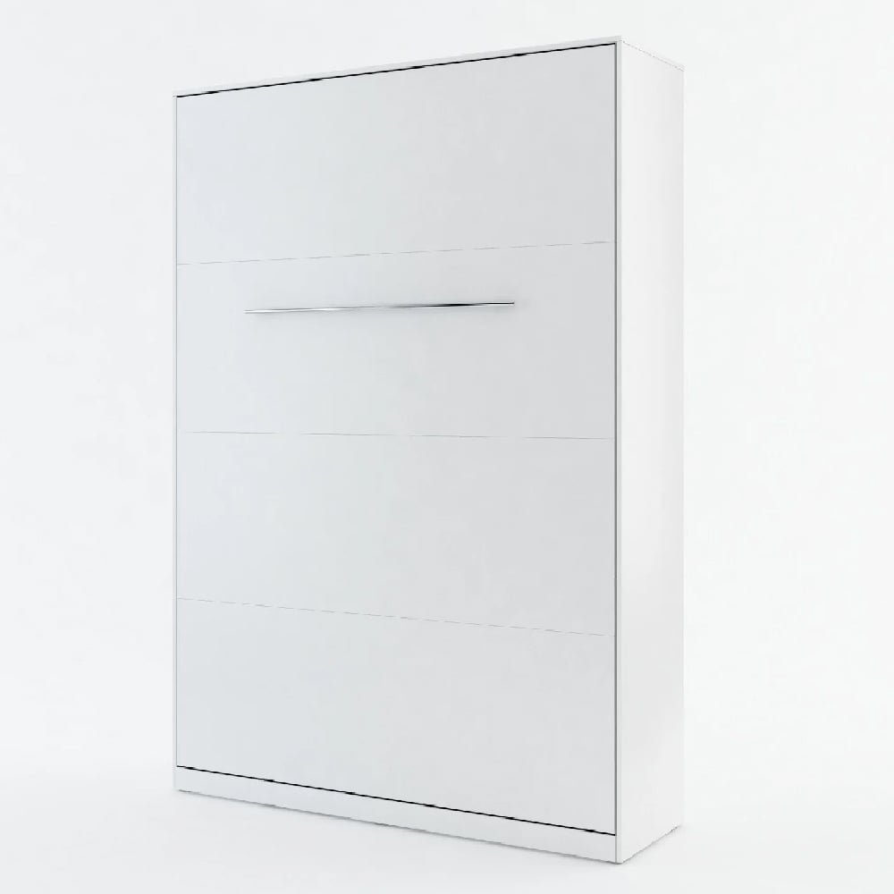 Cadott Wooden Vertical Wall Double Bed In Matt White