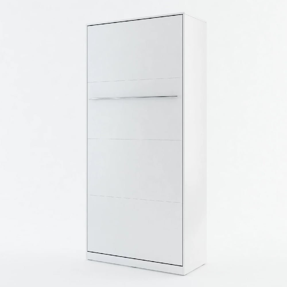 Cadott Wooden Vertical Wall Single Bed In Matt White