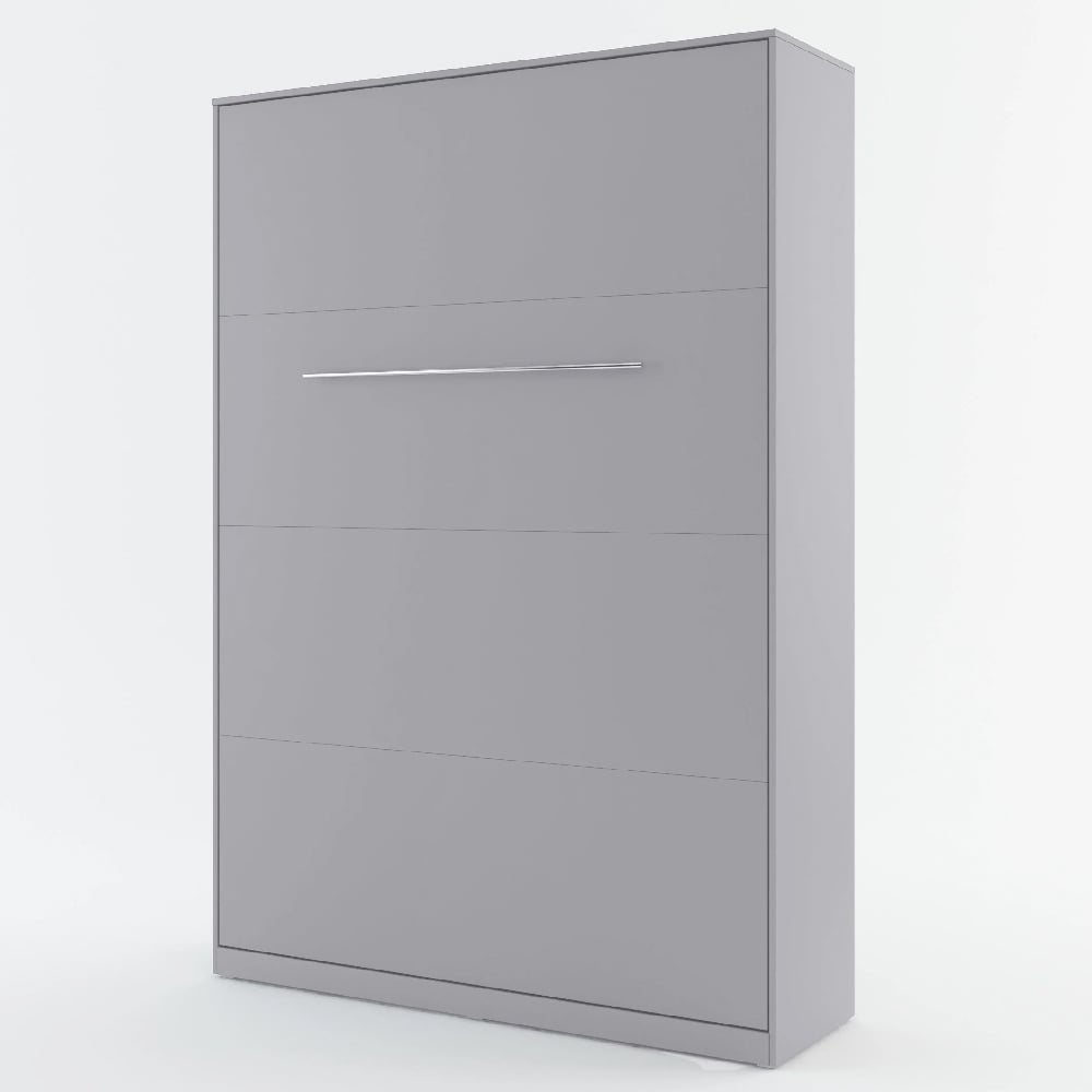 Cadott Wooden Vertical Wall Small Double Bed In Grey