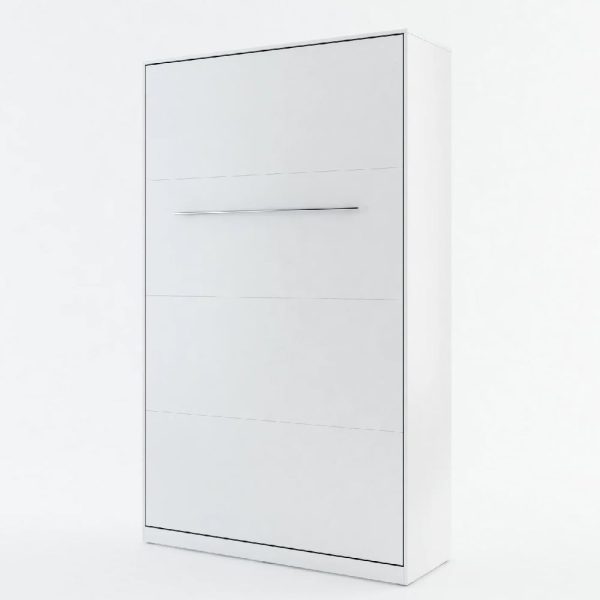 Cadott Wooden Vertical Wall Small Double Bed In Matt White | Bed Sava