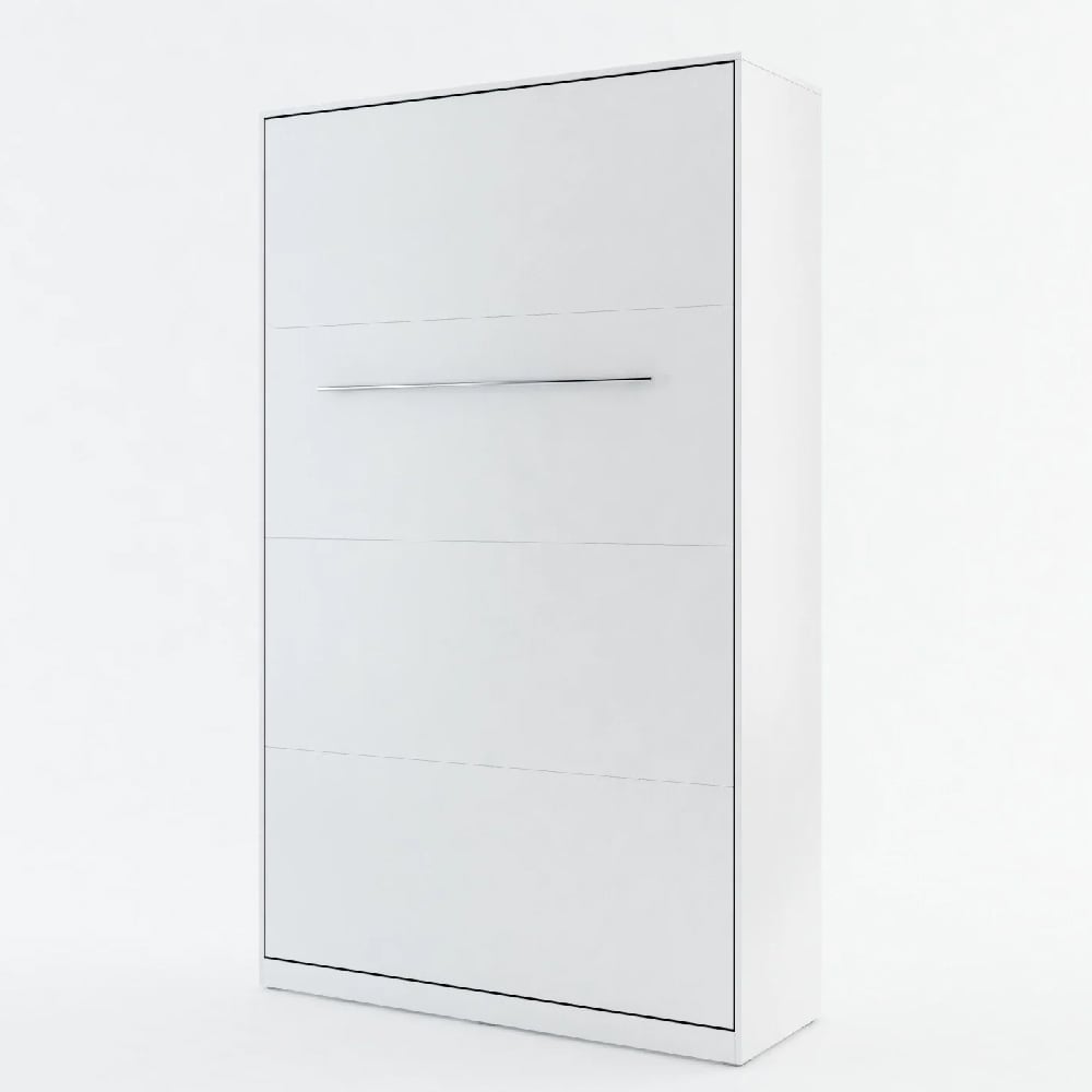 Cadott Wooden Vertical Wall Small Double Bed In Matt White