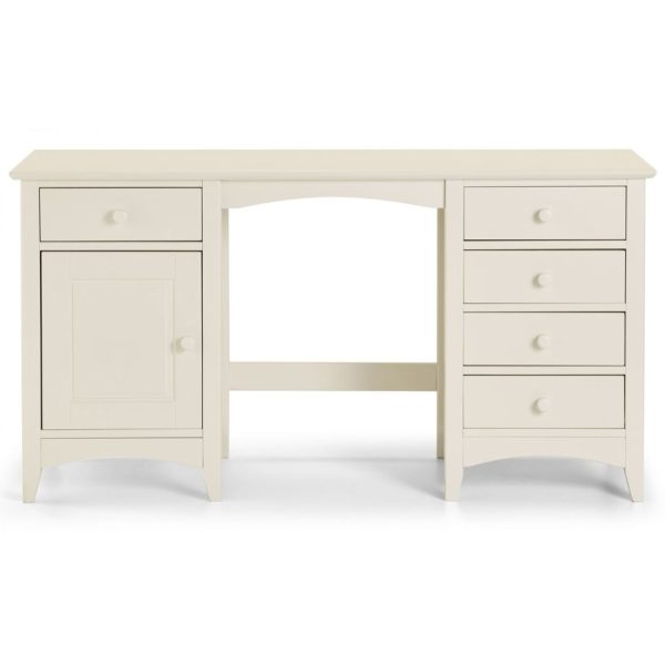 Caelia Wooden Dressing Table With 5 Drawers In Stone White | Bed Sava