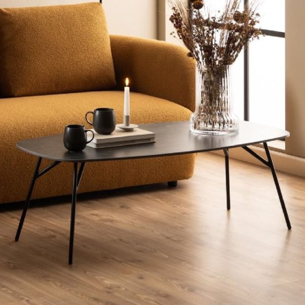 Caguas Ceramic Rectangular Coffee Table in Black | Bed Sava
