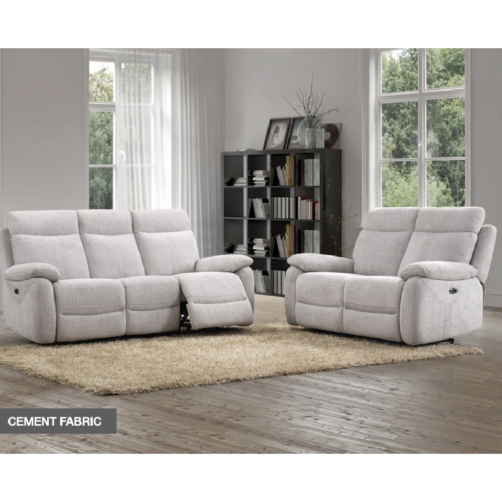 Caguas Fabric Recliner 3+2 Seater Sofa Set In Cement