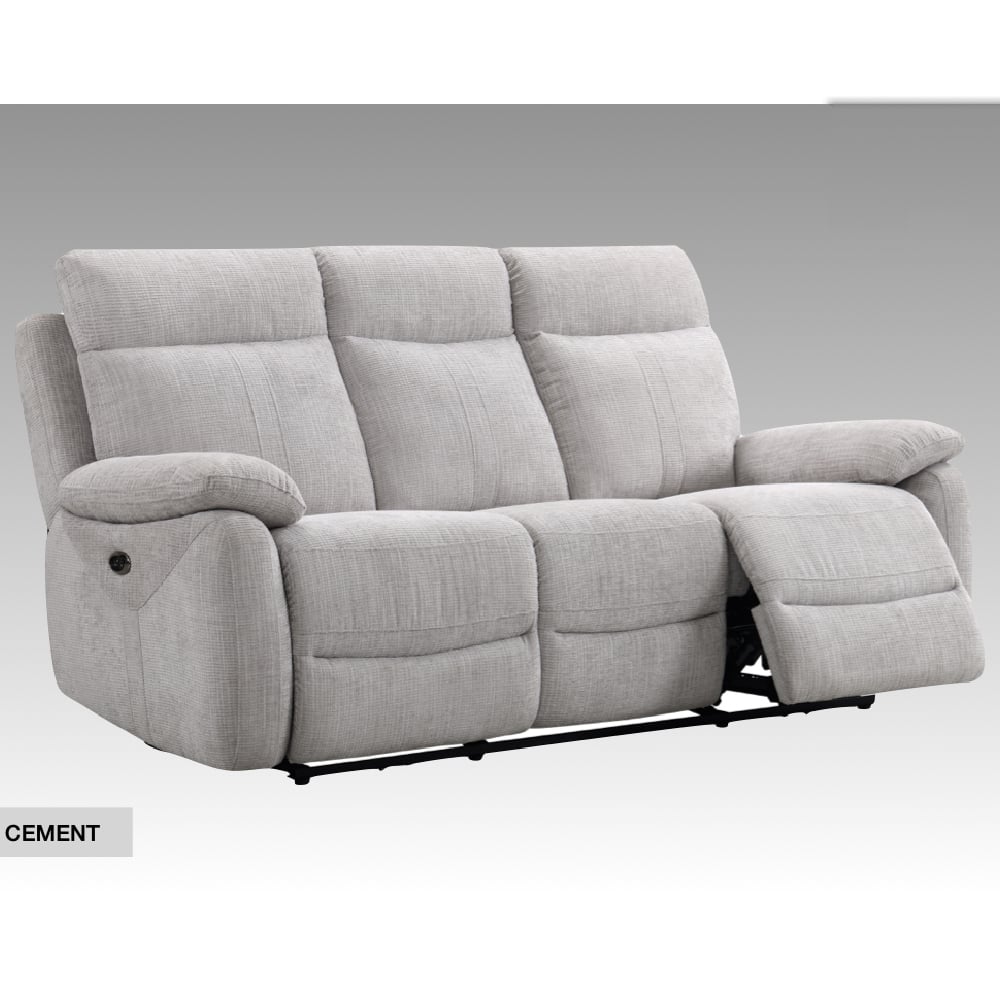 Caguas Fabric Recliner 3 Seater Sofa In Cement