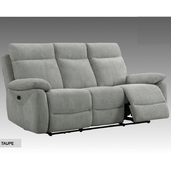 Caguas Fabric Recliner 3 Seater Sofa In Taupe | Bed Sava