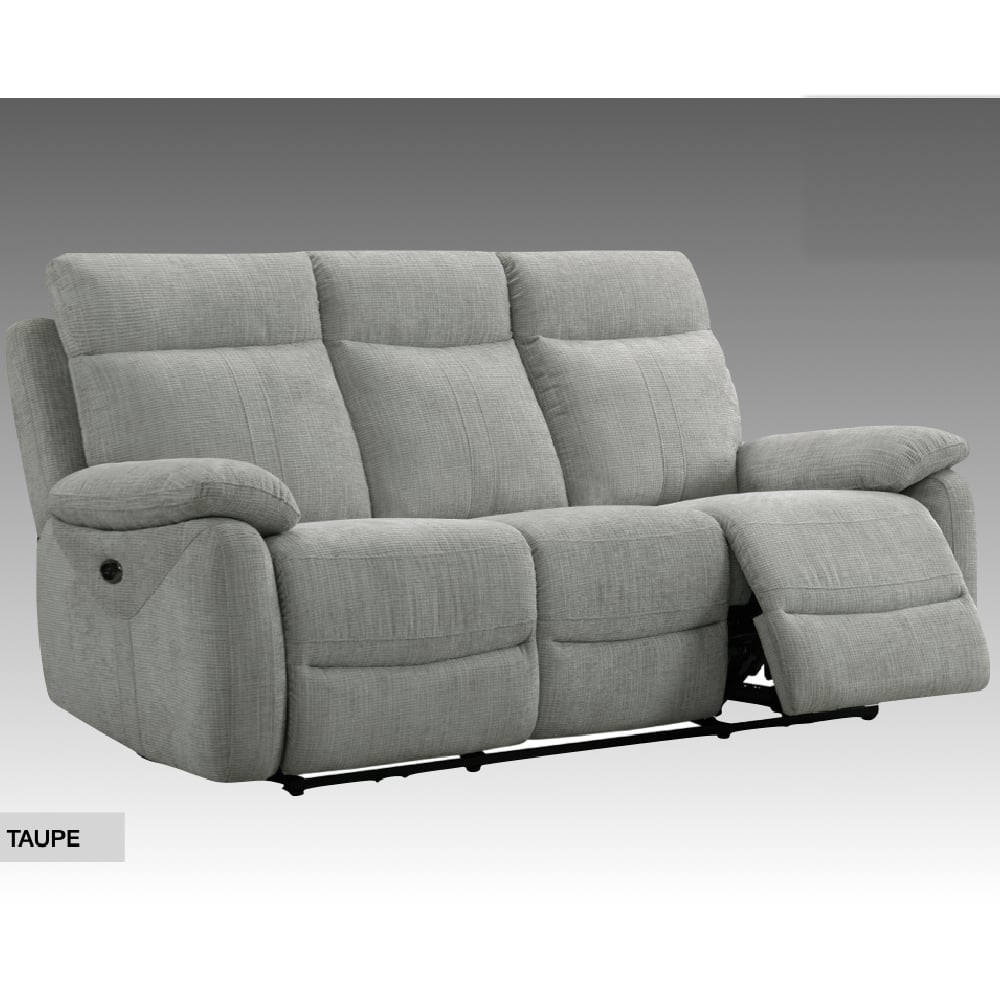 Caguas Fabric Recliner 3 Seater Sofa In Taupe