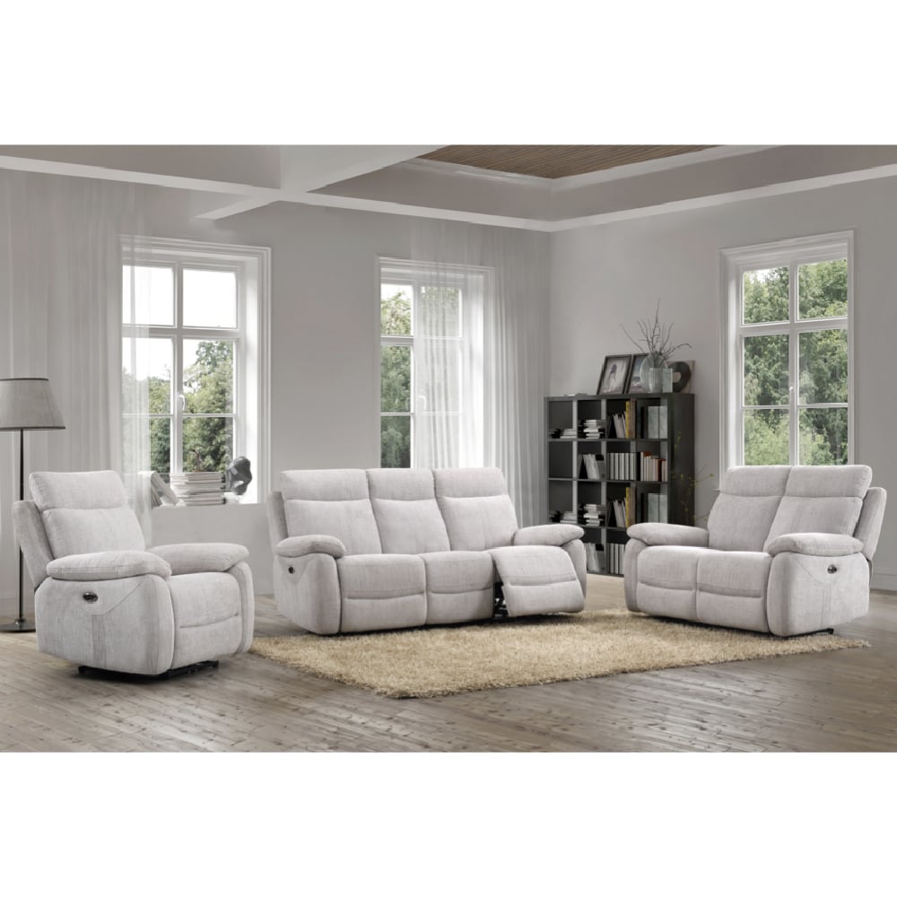 Caguas Fabric Recliner Sofa Suite In Cement
