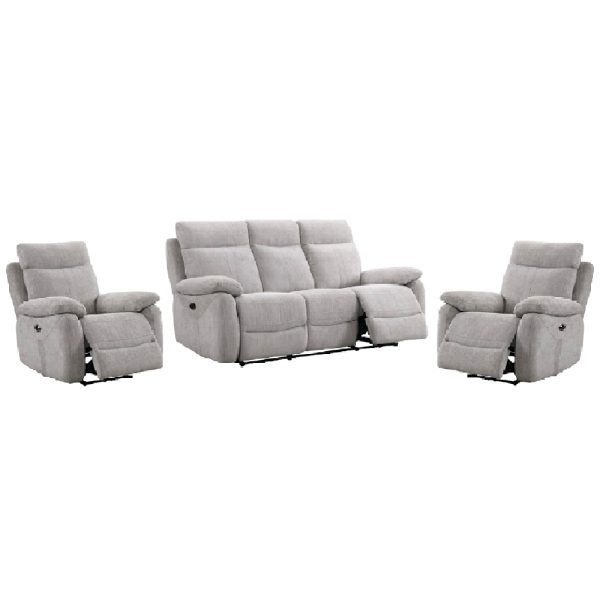 Caguas Fabric Recliner 3+1+1 Seater Sofa Set In Cement | Bed Sava