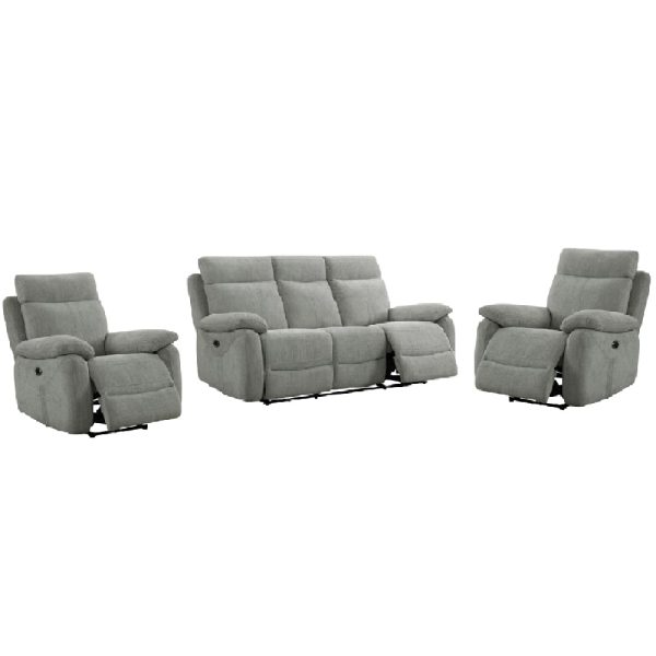 Caguas Fabric Recliner 3+1+1 Seater Sofa Set In Taupe | Bed Sava