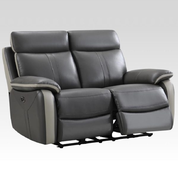 Caguas Leather Recliner 2 Seater Sofa In Dual Tone Dark Grey | Bed Sava