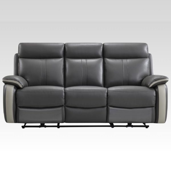 Caguas Leather Recliner 3 Seater Sofa In Dual Tone Dark Grey | Bed Sava
