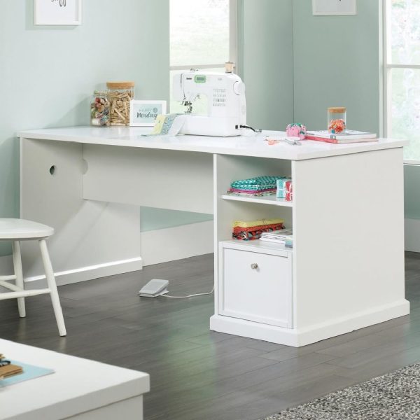 Caguas Wooden Laptop Desk With 2 Shelves In White | Bed Sava