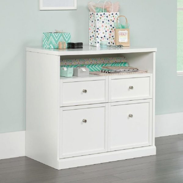 Caguas Wooden Storage Cabinet With 4 Drawers In White | Bed Sava