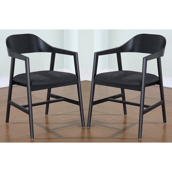 Cairo Black Wooden Carver Dining Chairs In Pair