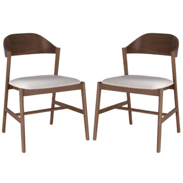 Cairo Walnut Wooden Dining Chairs With Fabric Seat In Pair | Bed Sava
