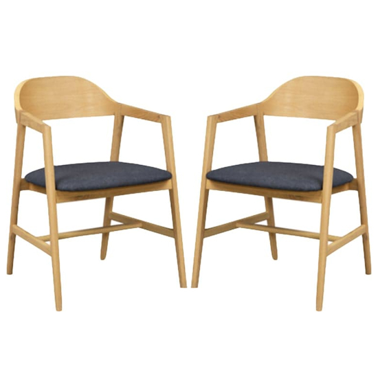 Cairo Natural Oak Wooden Carver Dining Chairs In Pair