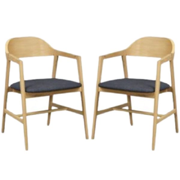 Cairo Oak Wooden Carver Dining Chairs With Fabric Seat In Pair | Bed Sava