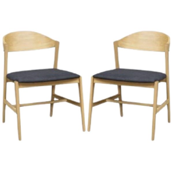 Cairo Oak Wooden Dining Chairs With Fabric Seat In Pair | Bed Sava