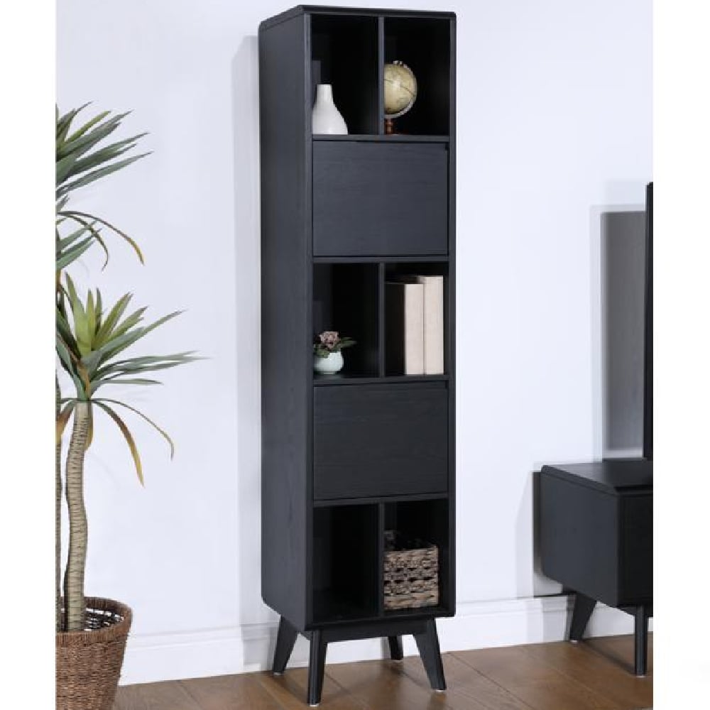Cairo Wooden Bookcase With 2 Doors In Black