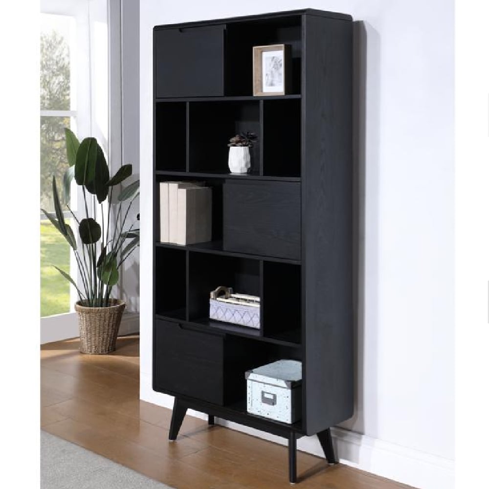 Cairo Wooden Bookcase With 3 Doors In Black