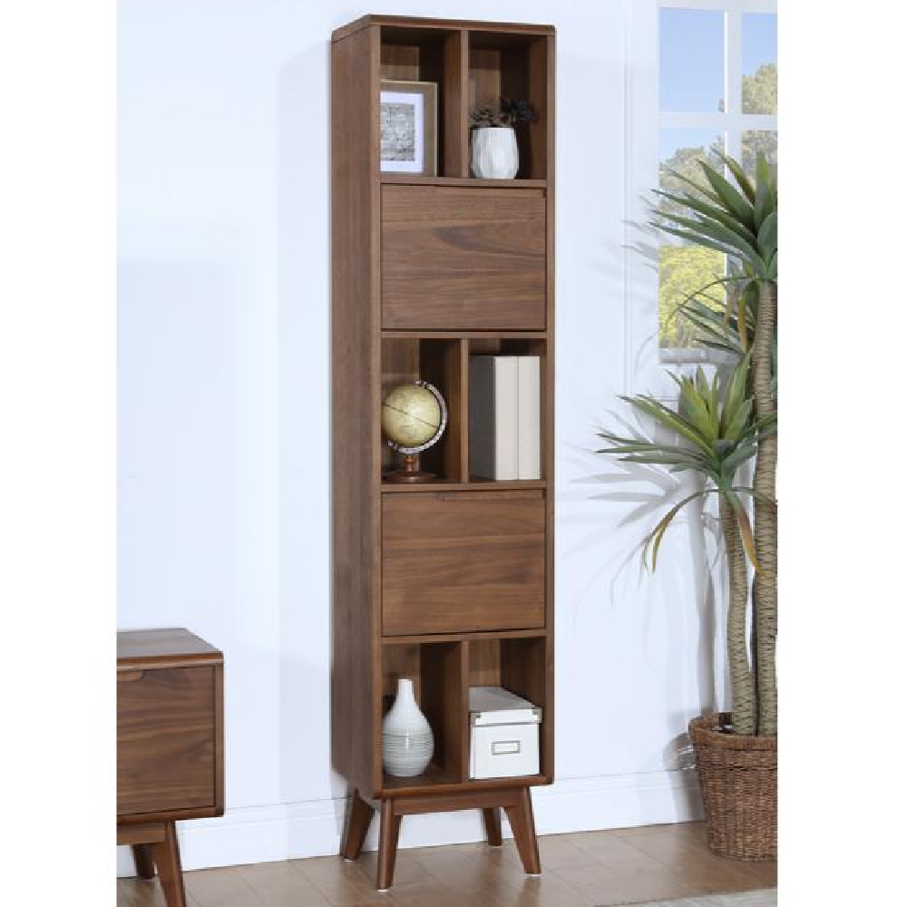 Cairo Wooden Bookcase With 2 Doors In Walnut