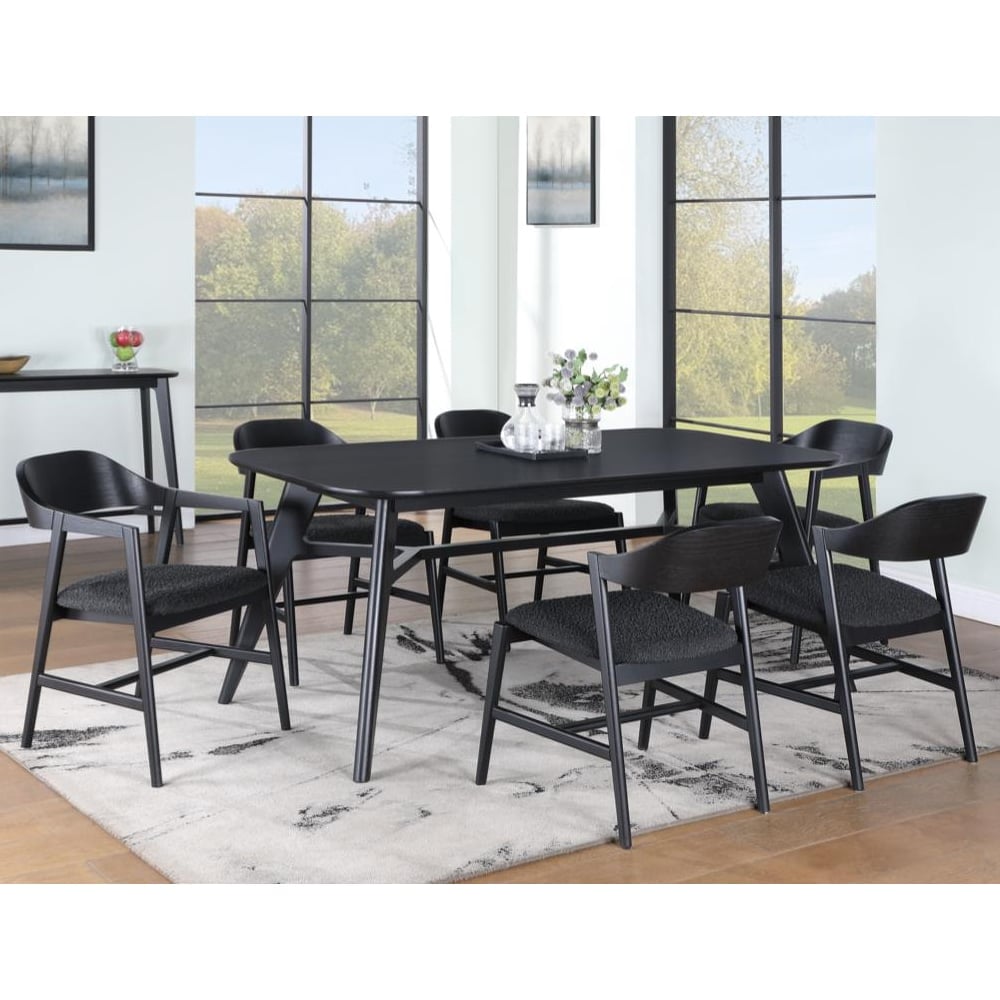Cairo Wooden Extending Dining Table With 6 Chairs In Black