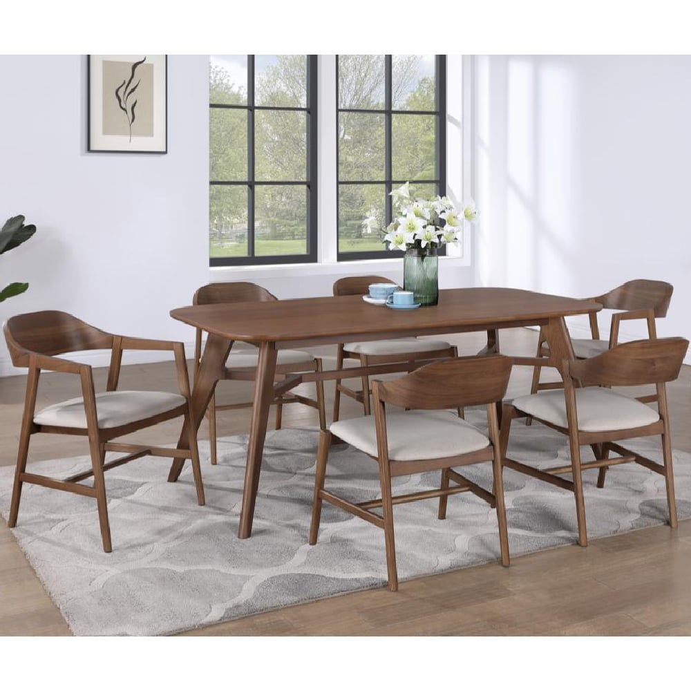 Cairo Wooden Extending Dining Table With 6 Chairs In Walnut