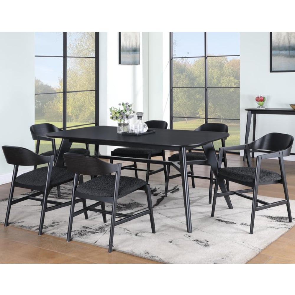 Cairo Wooden Rectangular Dining Table With 6 Chairs In Black