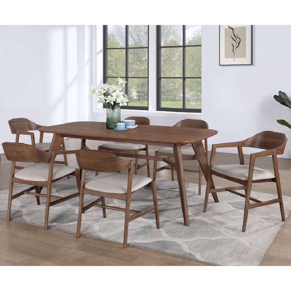 Cairo Wooden Rectangular Dining Table With 6 Chairs In Walnut