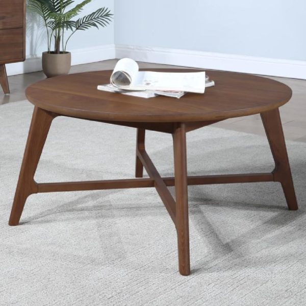 Cairo Wooden Round Coffee Table In Walnut | Bed Sava