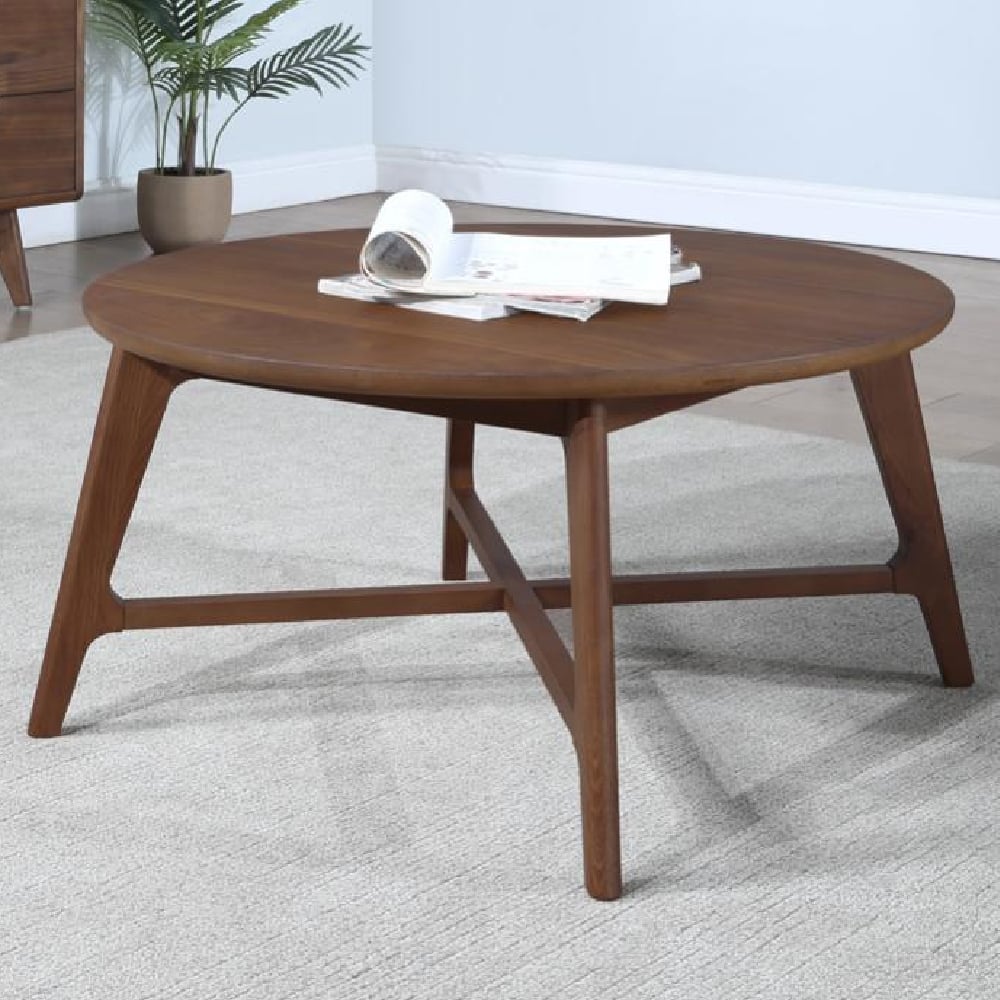 Cairo Wooden Round Coffee Table In Walnut